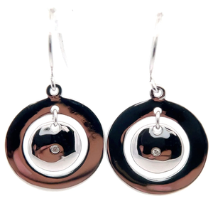 lot 30 image: Natural Diamond Double Circle Drop French Hook Earrings Retail $85 VIDEO