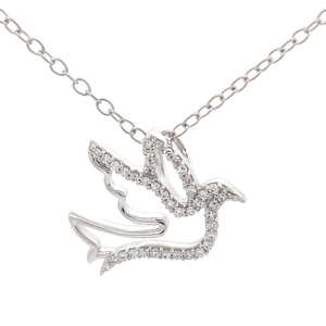 lot 26 image: Natural Diamond Flying Dove Pendant Necklace Retail $195 VIDEO