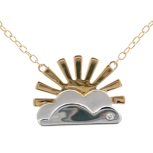 lot 27 image: New Beginnings Sunrise, Clouds & Natural Diamond Layering Necklace Retail $60 VIDEO