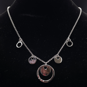 lot 28 image: Round Medallion Cascading Infinity Circle Necklace Retail $125 VIDEO