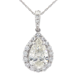 3 Carat Diamond Pear Halo Drop Pendant Necklace in 14k White Gold; Retail $4,395 *VIDEO*