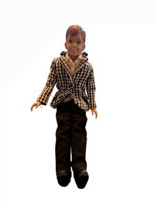 lot 8 image: Allan Doll with Checkered Blazer, Beige Shirt & Black Trousers