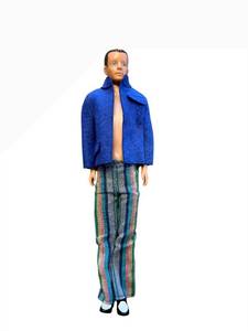 lot 14 image: Mattel Ken Doll - Blue Jacket & Multicolor Striped Pants - Made in Hong Kong
