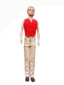 lot 24 image: Mattel Ken Doll - Plaid Cropped Top, Red Vest & Beige Trousers