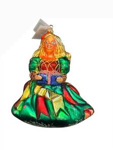 lot 38 image: Christopher Radko Barbie Ornament - Glass Christmas Figurine in Colorful Gown with Gift