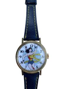 lot 48 image: Wonder Woman Wristwatch - Blue Leather Strap, Base Metal Bezel, Swiss Made