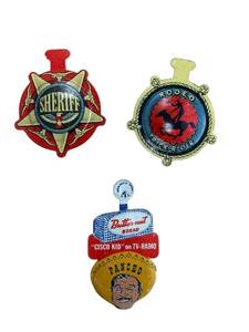 lot 61 image: Vintage Advertising Token Lot Posts Raisin Bran, Sheriff Star, Rodeo Trick Rider, Cisco Kid
