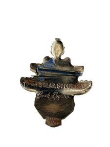 lot 64 image: Buck Rogers Solar Scouts Pin Badge - Vintage Silver-Tone Space Emblem