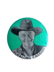 lot 89 image: Hopalong Cassidy Button Pin - Vintage Round Green Lapel Badge With Pin Back