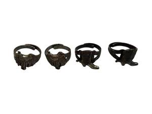 lot 111 image: Antique Brass Animal Ring Set - 4 Rings with Intricate Motifs
