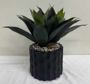 lot 52CP image: Beautiful Faux Agave Plant with Round Ceramic Planter