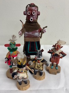 lot 94PC image: Set of 5 Hopi Kachina Dolls - Hand-Carved Wood