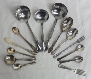 lot 112PC image: Assorted Vintage Silver-Plated Serving Utensils