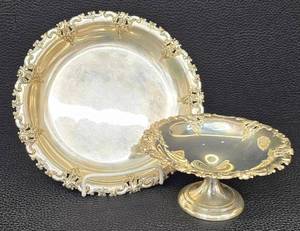 lot 5MP image: Vintage Wallace Sterling Grande Baroque 4413 Plate & Compote