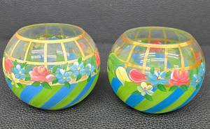lot 156MP image: Mackenzie-Childs Tattersall Globe Vases - Hand Painted Pair
