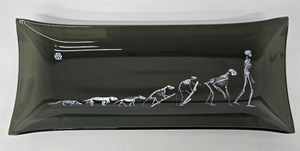 lot 167MP image: Vintage 1960s Smoked Glass Catch-All Tray - Lizard-to-Man Evolution Motif