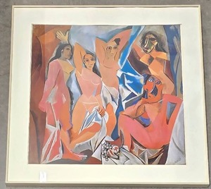 lot 190MP image: Vintage Framed Reproduction of Les Demoiselles dAvignon by Pablo Picasso