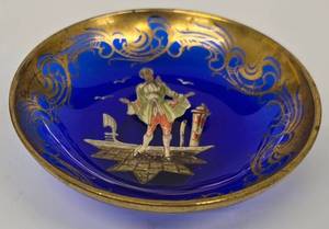 lot 198CH image: Vintage Boncompagni Venezia Hand-Painted Enameled Glass Bowl
