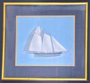 lot 275SC image: America 1851 Sailboat Print - Framed Artwork
