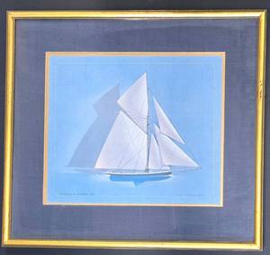 lot 276SC image: Puritan vs Genesta 20x22 Framed Nautical Print