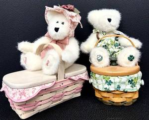 lot 37WS image: Longaberger Horizon of Hope Basket, Boyds Bear Hope L. Bearywell, Longaberger Lots of Luck Basket & Boyds Bear Lucky O Beary