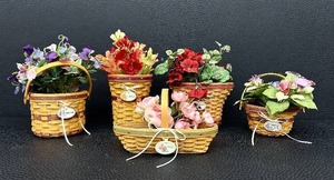 lot 40WS image: Longaberger May Series Miniature Geranium Basket Set, Longaberger Collectors Club May Series Miniature Sweet Pea Basket & More