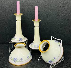 lot 41WS image: Antique Hand Painted T & V Limoges France Floral Porcelain Candlesticks & Vases