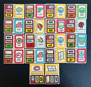 lot 246BL image: Vintage NHL Helmet & Stick Decals - Assorted Team Logos for Helmets & Sticks