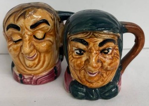 lot 134 image: Vintage Toby Mug Style Salt and Pepper Shaker Set