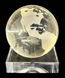 lot 148 image: Arthur Court Designs 4-Inch Earth Globe Paperweight - Frosted Glass Globe on Stand