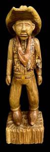 lot 201 image: JDC 1980 Cowboy Hand-Carved Wooden Figure 11-Inch Tall