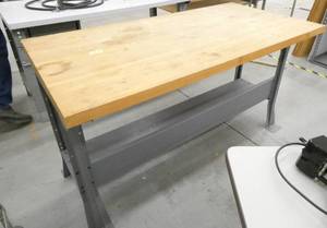 lot 57 image: butcher block top work table 30x60