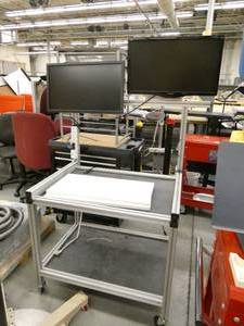 lot 65 image: Custom cart 26x33x63 with Two 24 monitors