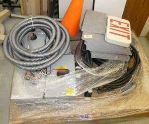 lot 81 image: Pallet with electrical cords and conduit, and 4 disconnect switches