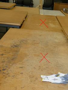 lot 90 image: TWO wood top workbenches 30x72  36x72