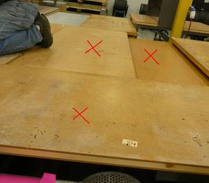 lot 93 image: THREE wood top workbenches 36x72  30x60  30x72