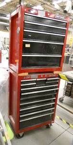lot 136 image: 2 stacked craftsman tool cabinets