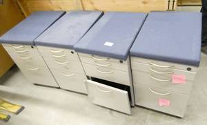 lot 227 image: Four padded seat file cabinets