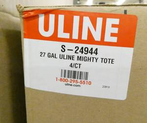 lot 258 image: FOUR New 27 gallon mighty totes