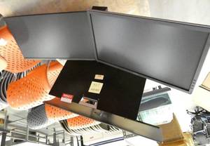 lot 269 image: Set of 2 Dell monitors mounted on a stand