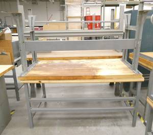 lot 281 image: Two wood top worktables