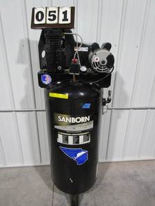lot 51 image: Sanborn 60 Gallon Upright Air Compressor