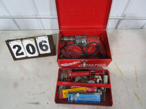 lot 206 image: Milwaukee Hammer Drill & Bits