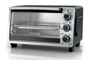 lot 106 image: BLACKDECKER 6 Slice Toaster Oven - Black Countertop, Stainless Steel, Cool Touch, Automatic Shut-Off, 1350W, Crumb Tray