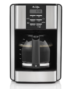 lot 107 image: Mr. Coffee 12-Cup Programable Coffee Maker BlackStainless Steel Drip, Automatic Shut-Off, Dishwasher-Safe Parts