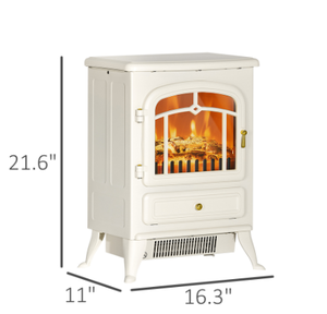lot 218 image: HOMCOM Fireplace Stove, Electric Fireplace Heater with Realistic LED Flames and Logs, 725W1450W, Beige