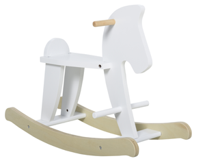 lot 221 image: Qaba Wooden Rocking Horse Toddler Baby Ride-on Toys for Kids 1-3 Years with Classic Design & Solid Workmanship, White