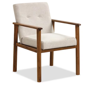 lot 223 image: Costway Modern Accent Chair Upholstered Linen Fabric Armchair with Solid Wood Legs