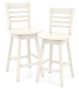 lot 305 image: Costway 2 PCS Counter Height Bar Chairs Swivel Bar Stools White (Minor Transit Damage. No Manual, See Photos)