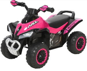 lot 309 image: Aosom NO Power Kids Ride On Push Car, Ride Racer, Foot-to-floor Sliding Car, Walking ATV Toy with Music, Lights, for 1.5-3 Years Old, Pink
